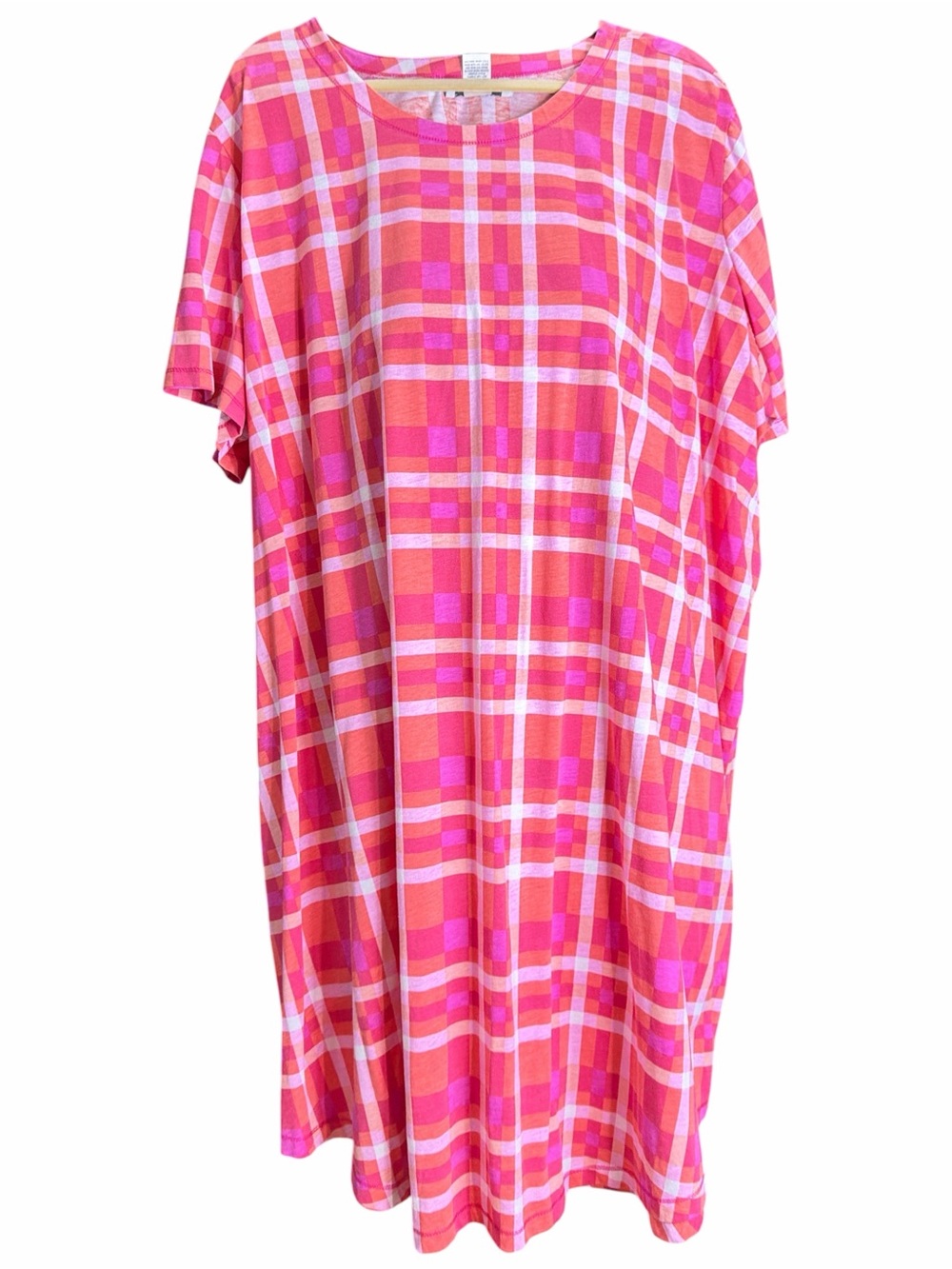 Cozee Corner Pink & Coral Plaid Shift Dress  EC size 5X